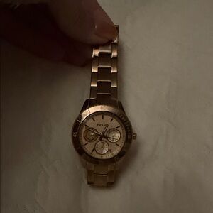 Fossil women’s rose Gold Tone Chronograph Bracelet Watch
